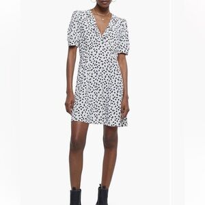 RIVER ISLAND: Frill Floral A-Line Dress- Black & White